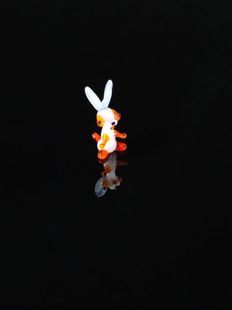 Orange Glass Rabbit  Figurine, Handmade Murano Quality Design - Small