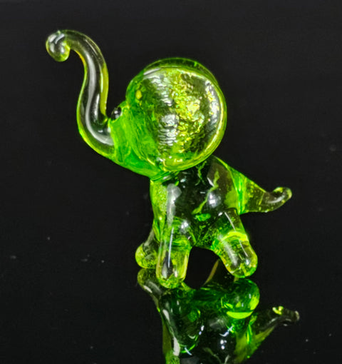 Green Glass Elephant Figurine, Handmade Murano Quality Design - Small