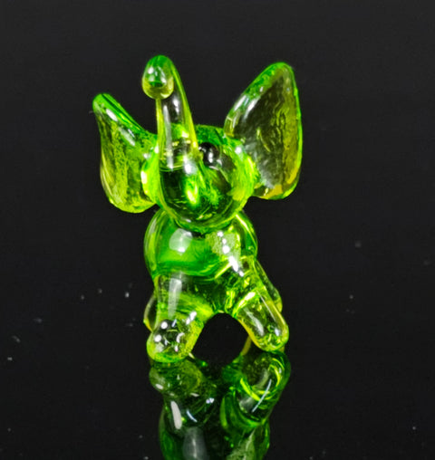 Green Glass Elephant Figurine, Handmade Murano Quality Design - Small