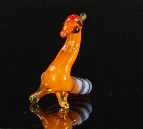 Orange Glass Peacock Figurine, Handmade Murano Quality Design - Small