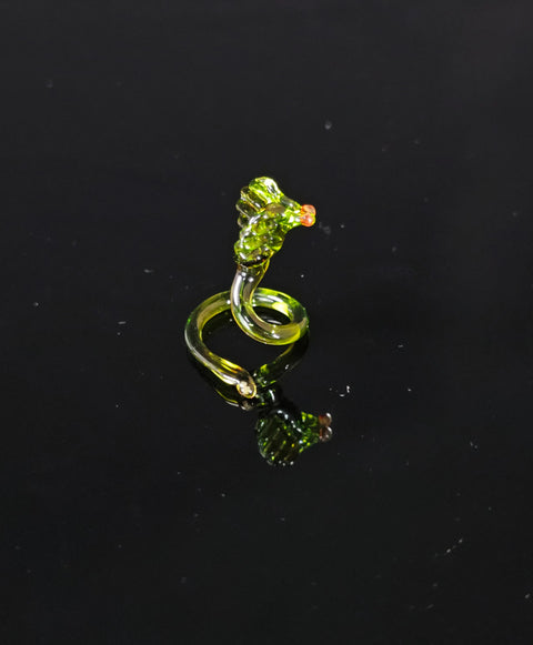 Green Glass Cobra Figurine, Handmade Murano Quality Design - Small