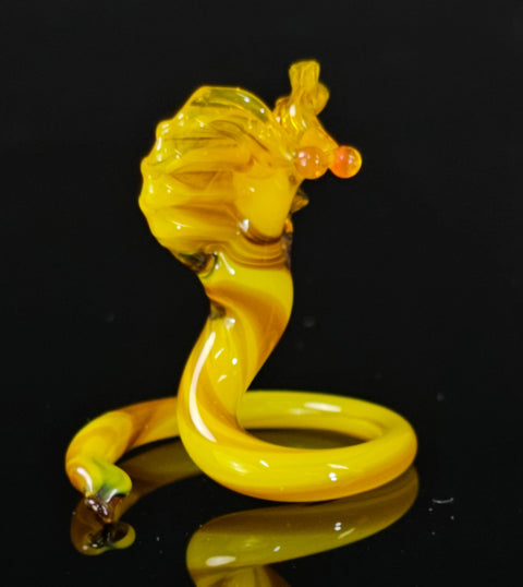 Yellow Glass Cobra Figurine, Handmade Murano Quality Design - Small