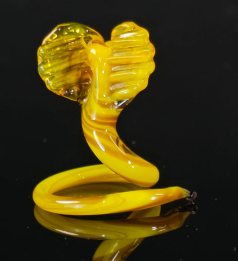 Yellow Glass Cobra Figurine, Handmade Murano Quality Design - Small