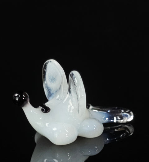 White Glass Mouse Figurine, Handmade Murano Quality Design - Small