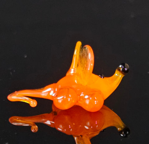 Orange Glass Mouse Figurine, Handmade Murano Quality Design - Small