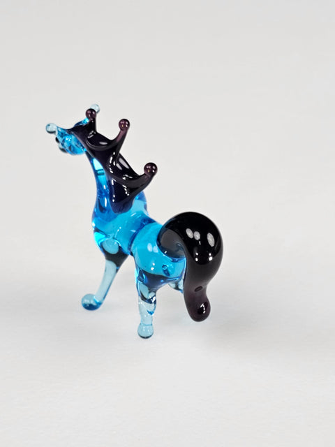 Blue Glass Horse Figurine, Handmade Murano Quality Design - Small