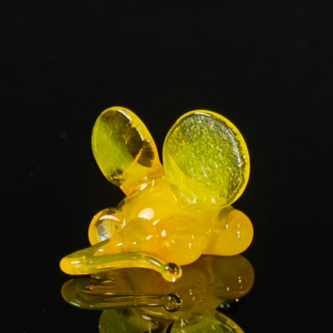 Yellow Glass Mouse Figurine, Handmade Murano Quality Design - Small