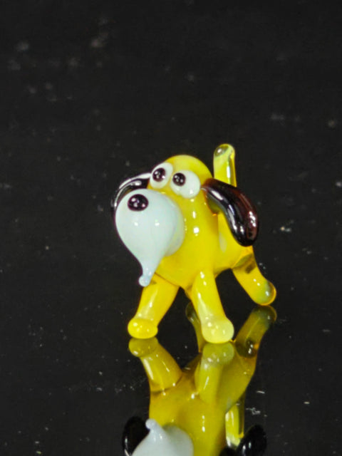 Yellow Glass Dog Figurine, Handmade Murano Quality Design - Small