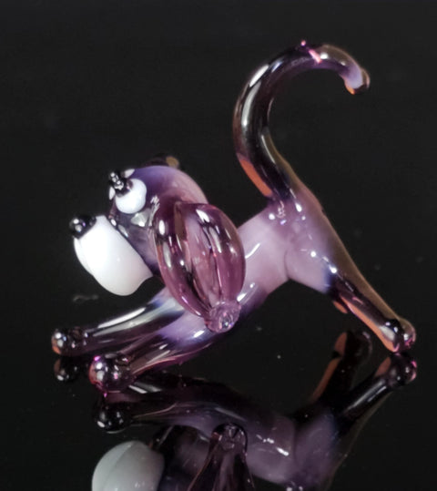 Purple Glass Dog Figurine, Handmade Murano Quality Design - Small