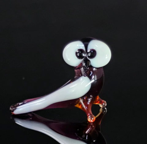 Purple Glass Owl Figurine, Handmade Murano Quality Design - Small