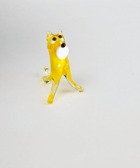 Yellow Glass Dog Figurine, Handmade Murano Quality Design - Small