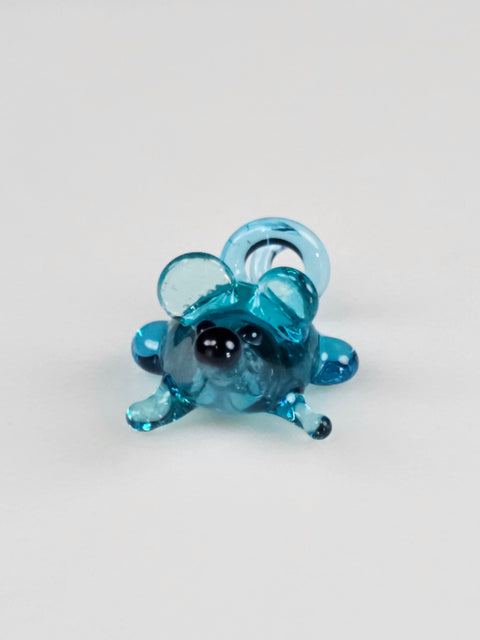 Light Blue Glass Mouse Figurine, Handmade Murano Quality Design - Small