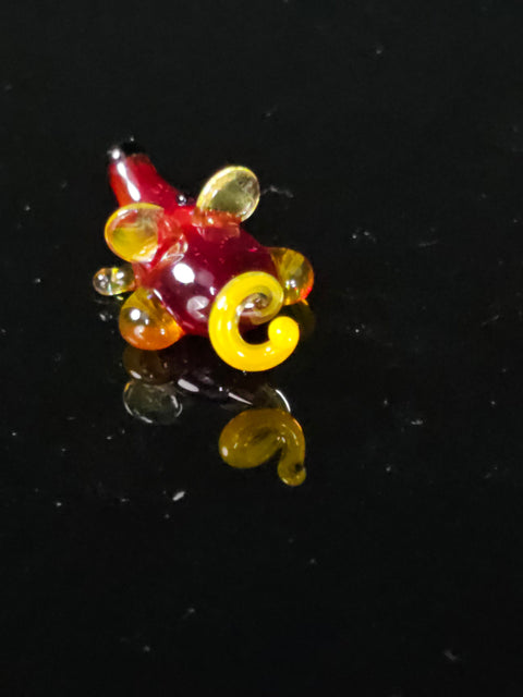 Red/Yellow Glass Mouse Figurine, Handmade Murano Quality Design - Small