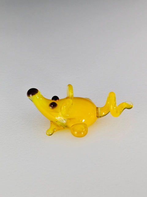 Yellow Glass Mouse Figurine, Handmade Murano Quality Design - Small