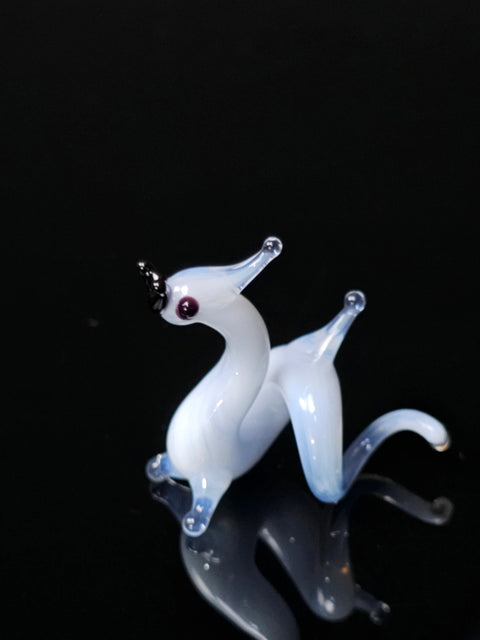 White Glass Chinese Dragon Figurine, Handmade Murano Quality Design - Small