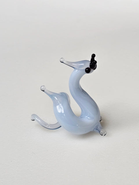 White Glass Chinese Dragon Figurine, Handmade Murano Quality Design - Small