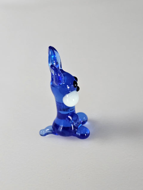 Blue Glass Rabbit Figurine, Handmade Murano Quality Design - Small