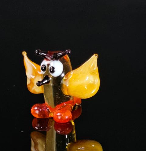 Amber/Ivory Glass Owl Figurine, Handmade Murano Quality Design - Small