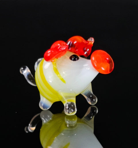 Yellow Glass Pig Figurine, Handmade Murano Quality Design - Small