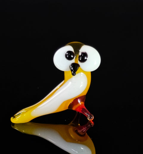 Yellow Glass Owl Figurine, Handmade Murano Quality Design - Small