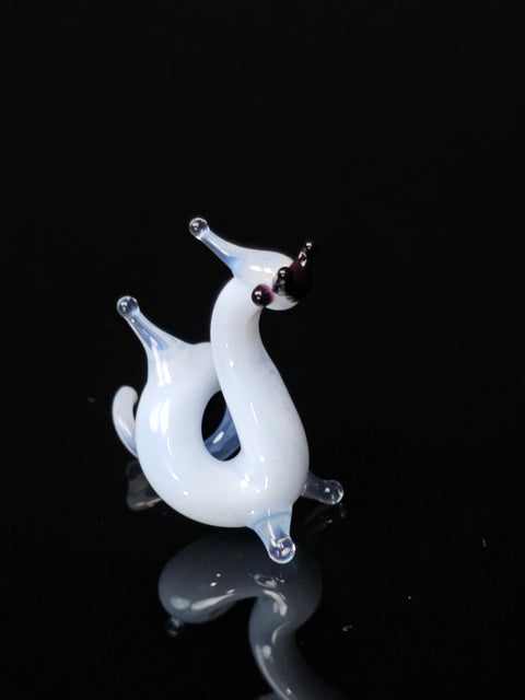 White Glass Chinese Dragon Figurine, Handmade Murano Quality Design - Small