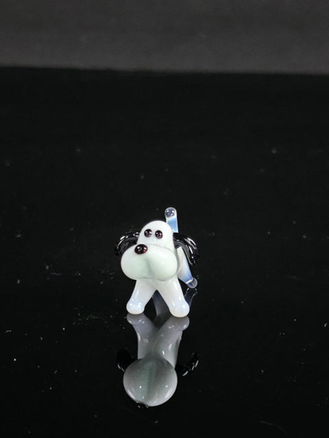 White Glass Dog Figurine, Handmade Murano Quality Design - Small