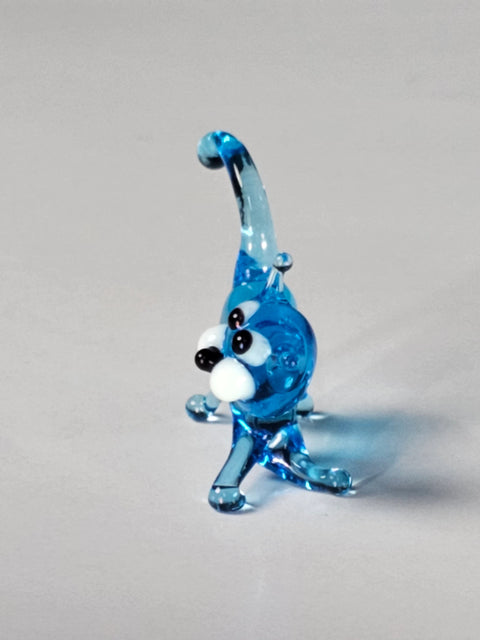 Light Blue Glass Cat Figurine, Handmade Murano Quality Design - Small