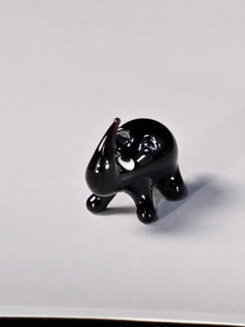 Black Glass Rhino Figurine, Handmade Murano Quality Design - Small