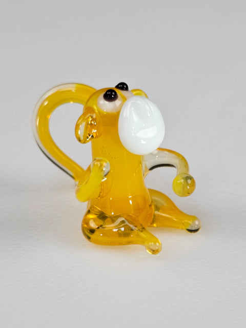 Yellow Glass Monkey Figurine, Handmade Murano Quality Design - Small