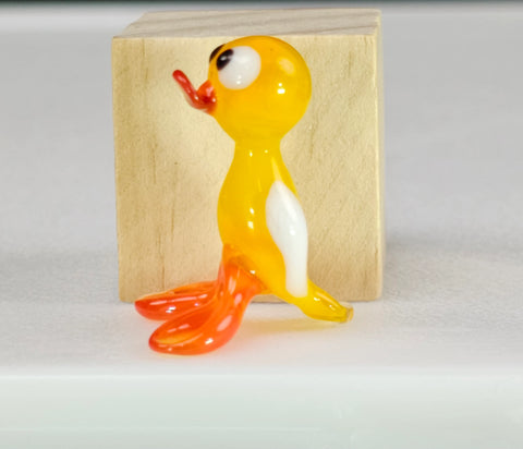 Yellow Glass Duck Figurine, Handmade Murano Quality Design - Small