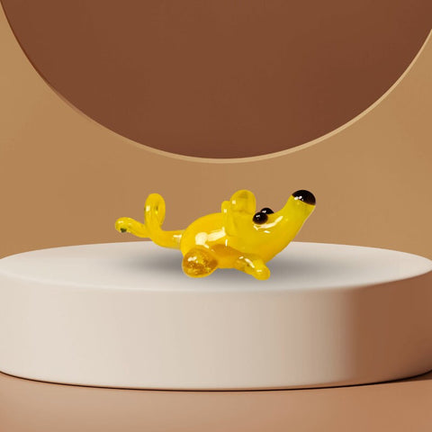 Yellow Glass Mouse Figurine, Handmade Murano Quality Design - Small