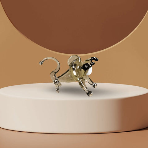 Grey Glass Bull Figurine, Handmade Murano Quality Design - Small