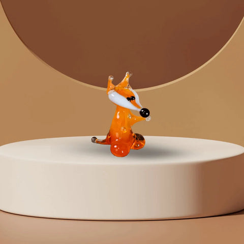 Glass Fox Figurine, Handmade Murano Quality Design - Small