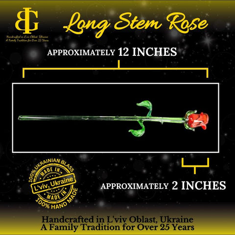 a long stem rose approximately 12 inches approximately 2 inches