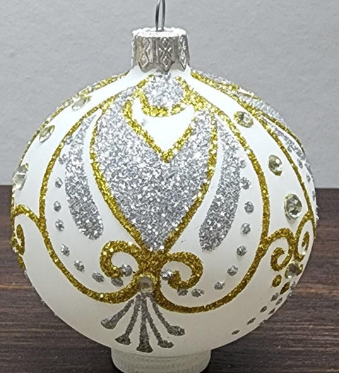 Silver and Gold Forever Heart Blown Glass Ornament, Modern Design and Crafted in Ukraine, Individually Box, Keep Sake Ornament