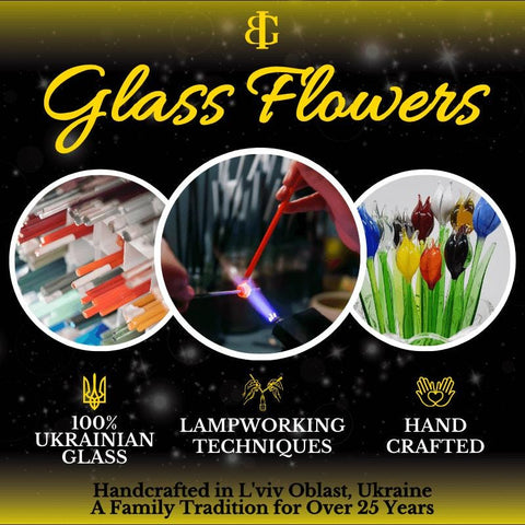 a flyer for a glass flower shop