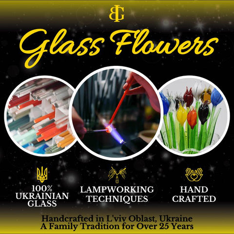 a flyer for a glass flower shop