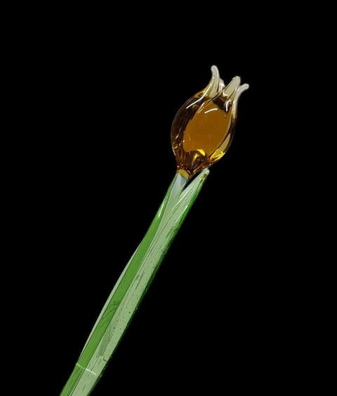 Amber Glass Tulip, Handcrafted Glass Flower, Hand Made In Ukraine Using Murano Quality Glass, Great Gift For Flower Lovers, 12 Inch Tulip