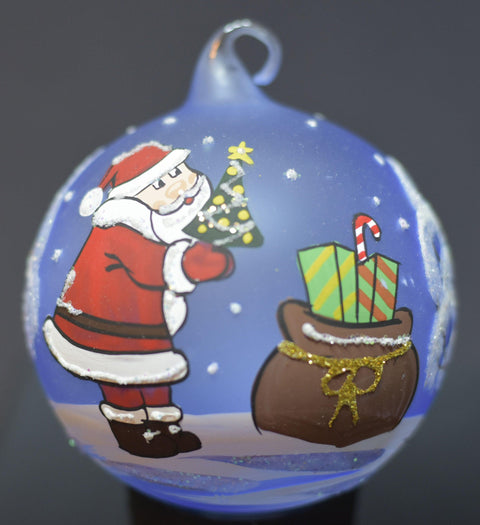 Glass Ornament Santa Design