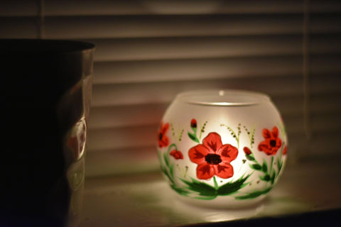 Frosted Poppy Flower Glass Candle Holder  - Multiple Sizes