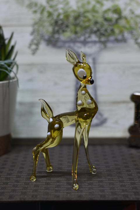 Naturally Colored Glass Figurine - Handcrafted - Deer Design