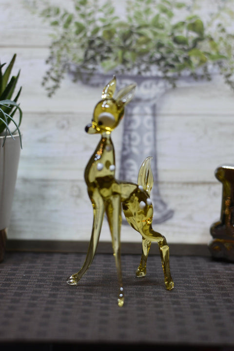 Naturally Colored Glass Figurine - Handcrafted - Deer Design