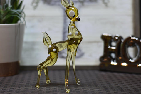 Naturally Colored Glass Figurine - Handcrafted - Deer Design