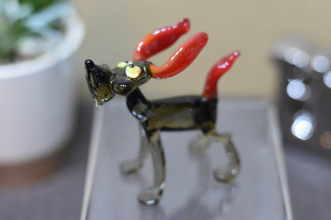 Naturally Colored Glass Figurine - Handcrafted - Dog Design