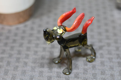 Naturally Colored Glass Figurine - Handcrafted - Dog Design