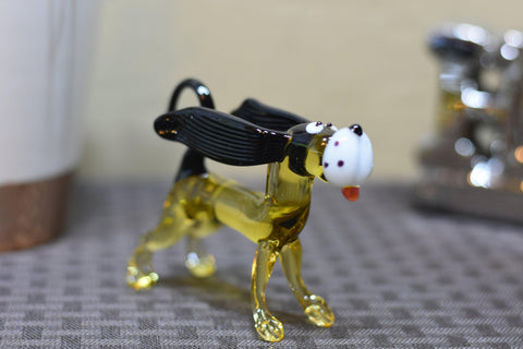 Naturally Colored Glass Figurine - Handcrafted - Dachshund Design