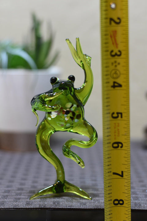 Naturally Colored Glass Figurine - Handcrafted - Frog Design