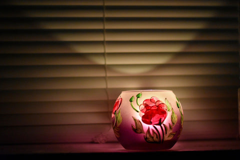 Purple Peony Flower Glass Candle Holder  - Multiple Sizes