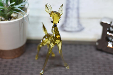 Naturally Colored Glass Figurine - Handcrafted - Deer Design