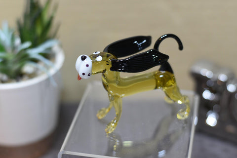 Naturally Colored Glass Figurine - Handcrafted - Dachshund Design